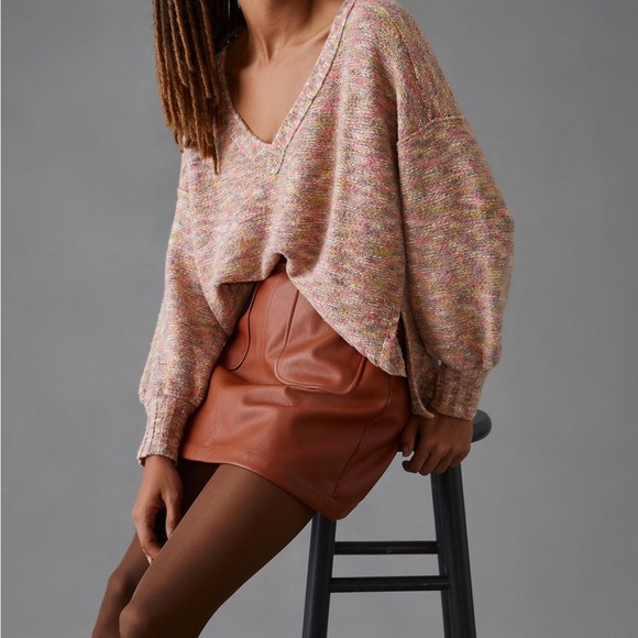 Anthropologie Pilcro Deep-V Neck Sweater Oversized XXS ANTHRO New Space Dyed NWT - Picture 6 of 12